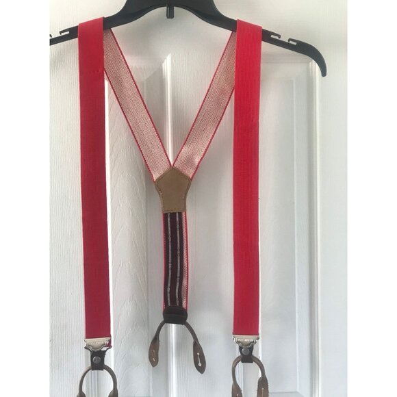 Vintage Very Rare President Co. POLICE Red Button On Suspenders Leather Elastic - Picture 2 of 10